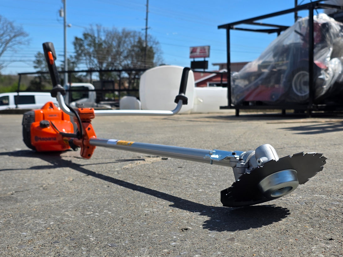 Husqvarna 545FR Professional Brushcutter 45.7cc Engine Saw blade  front left angle picture  