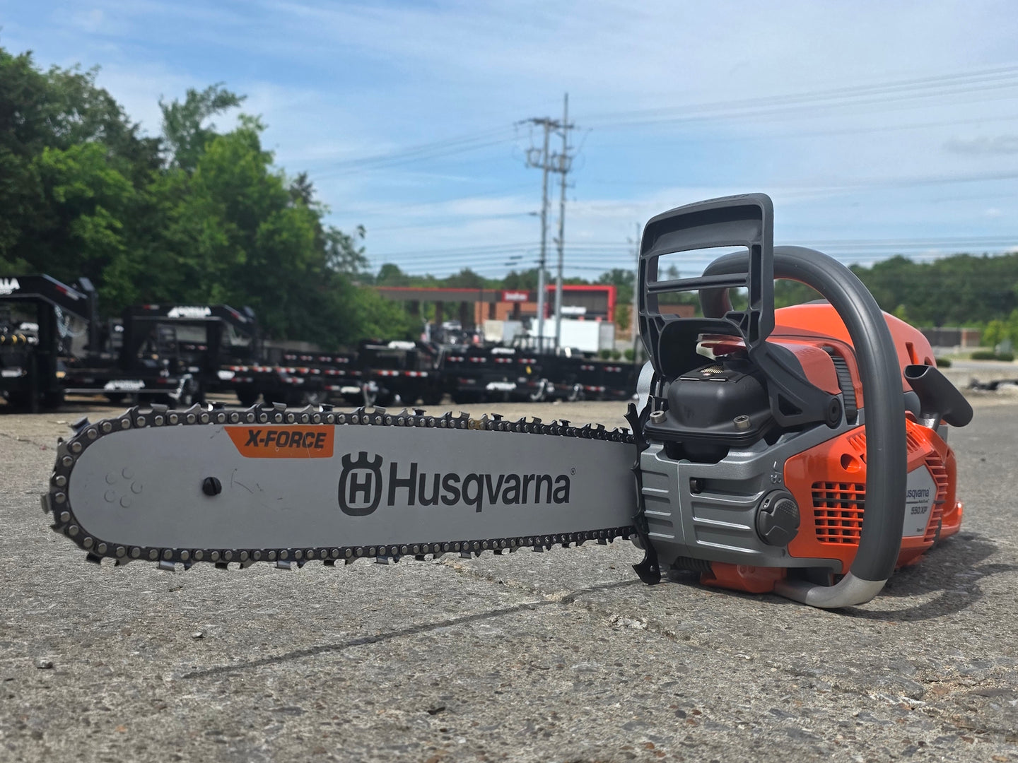 Husqvarna 550XP II Gas-Powered 50.1cc X-Torq .050 Gauge 18" Chainsaw (Unboxed) Front right angle picture 