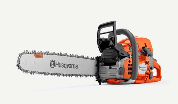 Husqvarna 572 XP 70.7cc Gas Chainsaw 20", 3/8 Pitch, .050 Gauge, Front View. 