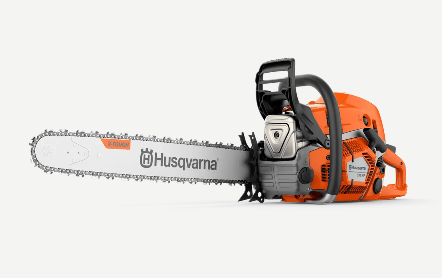 Husqvarna 592 XP 93cc Gas Chainsaw 24", 3/8 Pitch, .050 Gauge, Front View. 