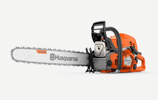 Husqvarna 592 XP 93cc Gas Chainsaw 24", 3/8 Pitch, .050 Gauge, Front View. 
