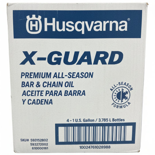Husqvarna 593152802 Chainsaw Bar & Chain Oil 1 Gallon - 4 pack side straight packaging picture 