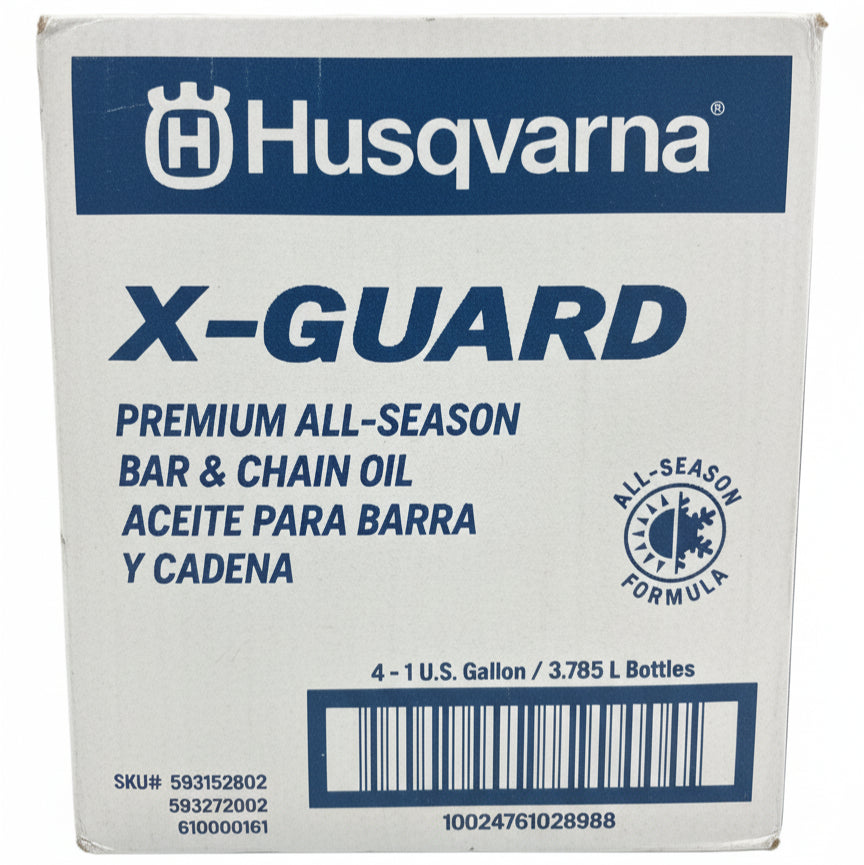 Husqvarna 593152802 Chainsaw Bar & Chain Oil 1 Gallon - 4 pack side straight packaging picture 