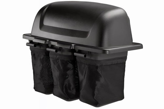 Husqvarna 966721201 MZ Blower Assisted Triple Bagger Collection for 54" Stamped Deck front angled picture 