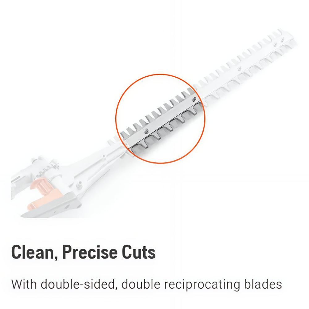 Husqvarna Gas Hedge Trimmer With Long Cutter Bar 122LKH, Up View. 