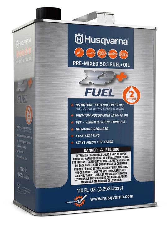 Husqvarna Genuine Part 581158802 HUS 1GAL 2T 50:1 PM Fuel(DS) single front angle picture.