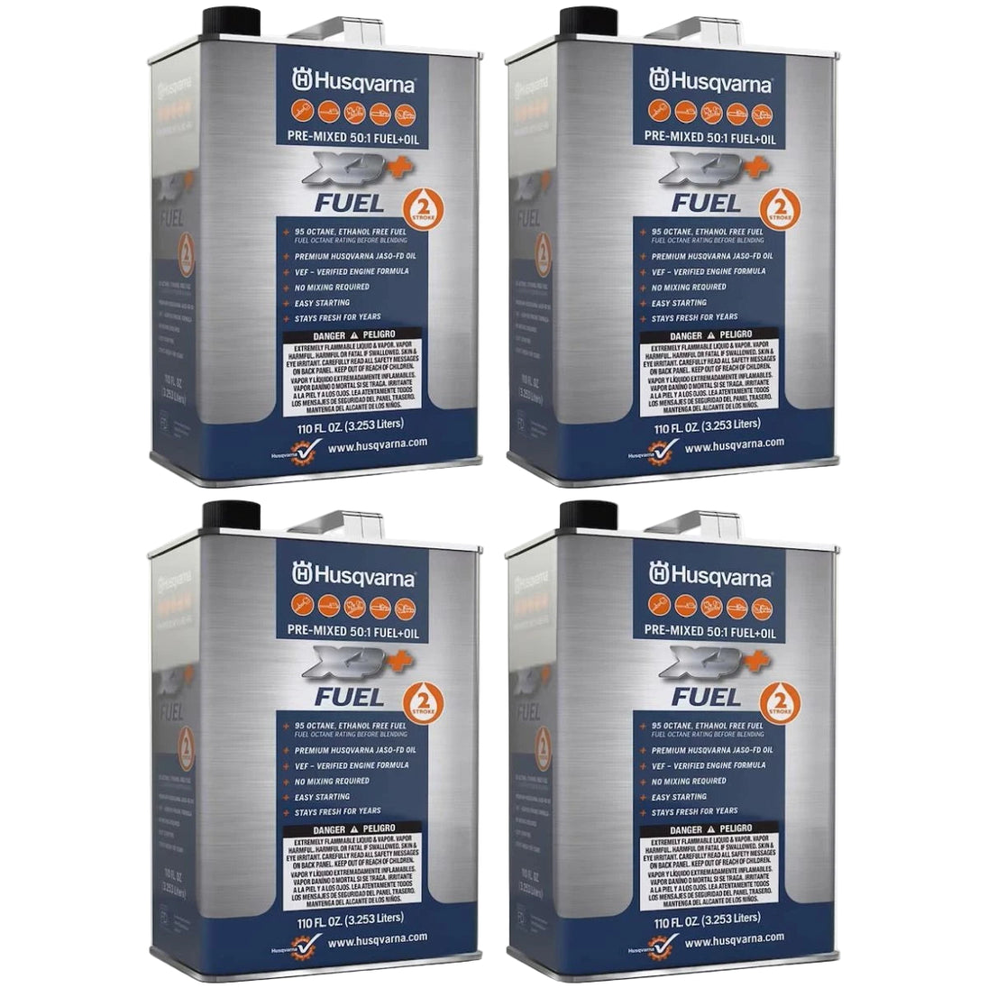 Husqvarna Genuine Part 581158802 HUS 4/1GAL 2T 50:1 PM FUEL(DS) front angle picture.