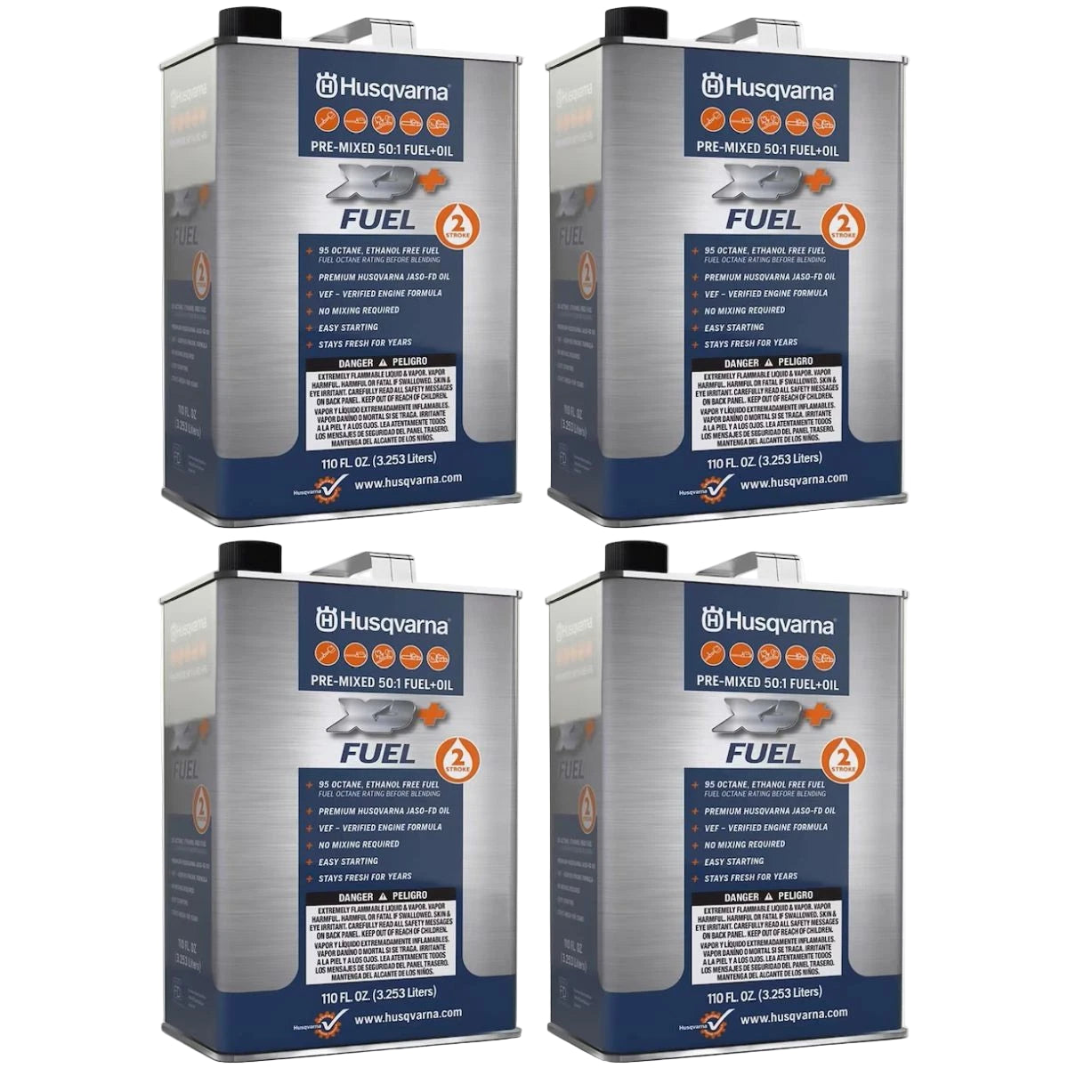 Husqvarna Genuine Part 581158802 HUS 4/1GAL 2T 50:1 PM FUEL(DS) front angle picture.