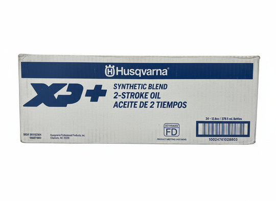 Husqvarna Genuine Part 593152304 HUS XP+ 2T OIL - 24/12.8 OZ DS 24 pack front box packaging picture 