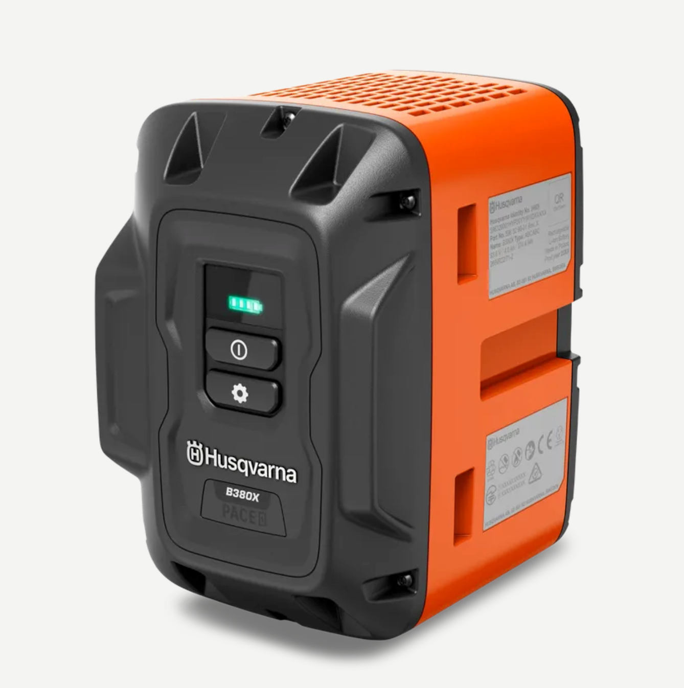 Husqvarna Genuine Part 970494102 B380X PACE BATTERY,Front View. 