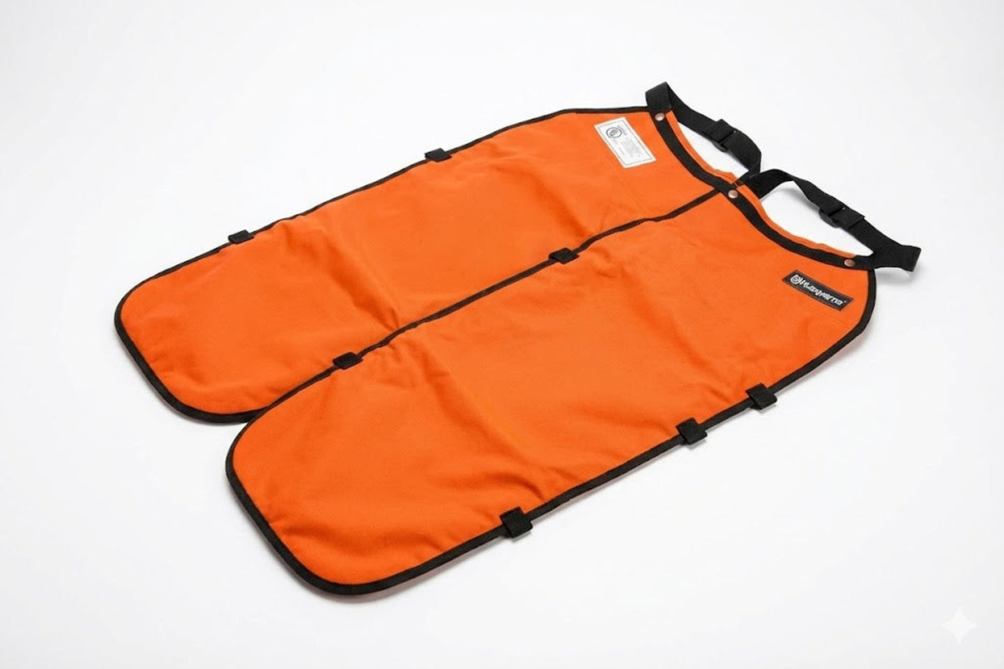 Husqvarna OEM Part 521897803 Orange Apron Chaps front side view picture 
