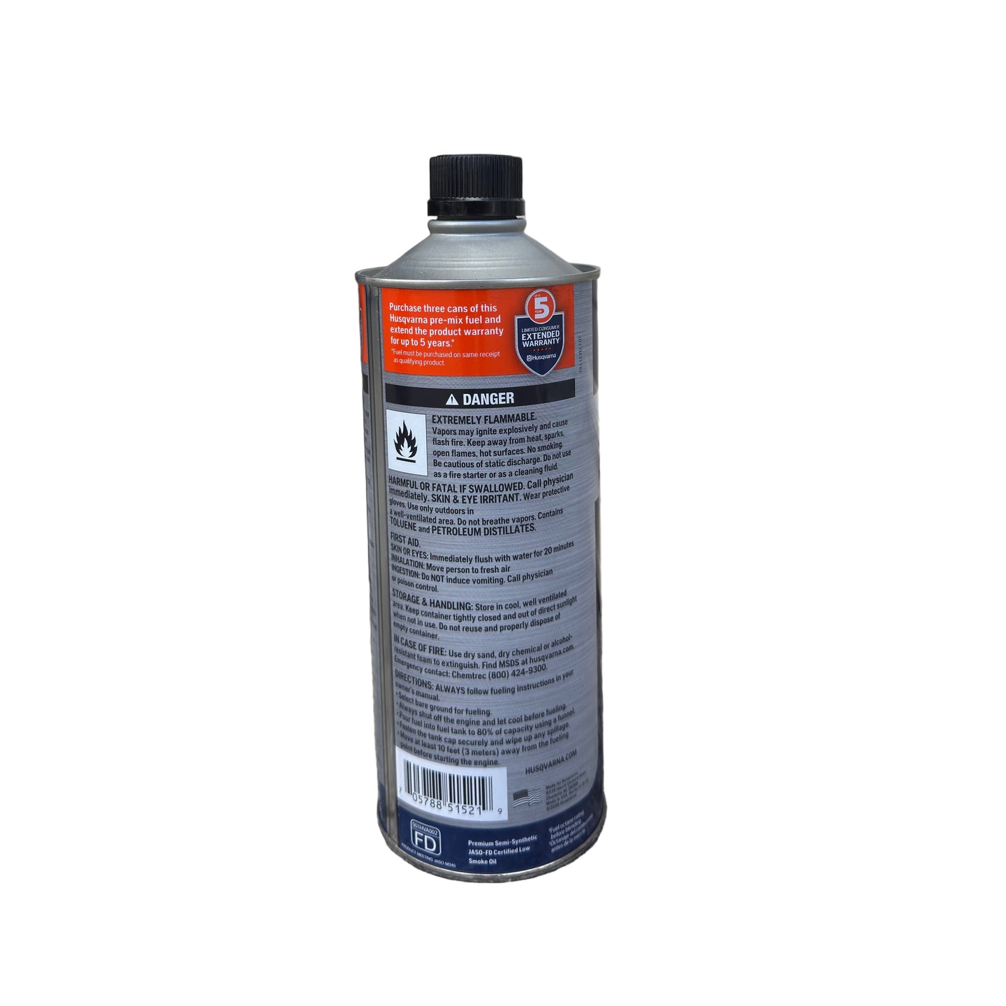 Husqvarna Oil Part 584309701 XP Pre-Mixed 2-Stroke Fuel and Engine Oil Quart single back picture 