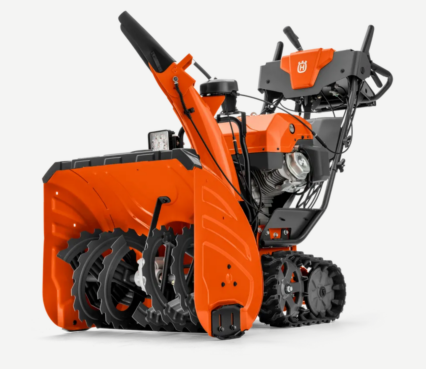 Husqvarna ST 427T 369cc LED 27" Snow Blower, Front View. 
