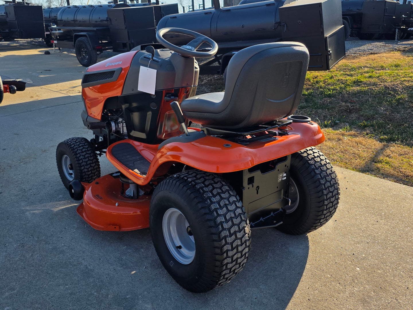 Husqvarna TS 120 42" Garden Lawn Tractor 19HP Briggs & Stratton (Scratch and Dent) back left angled view picture 