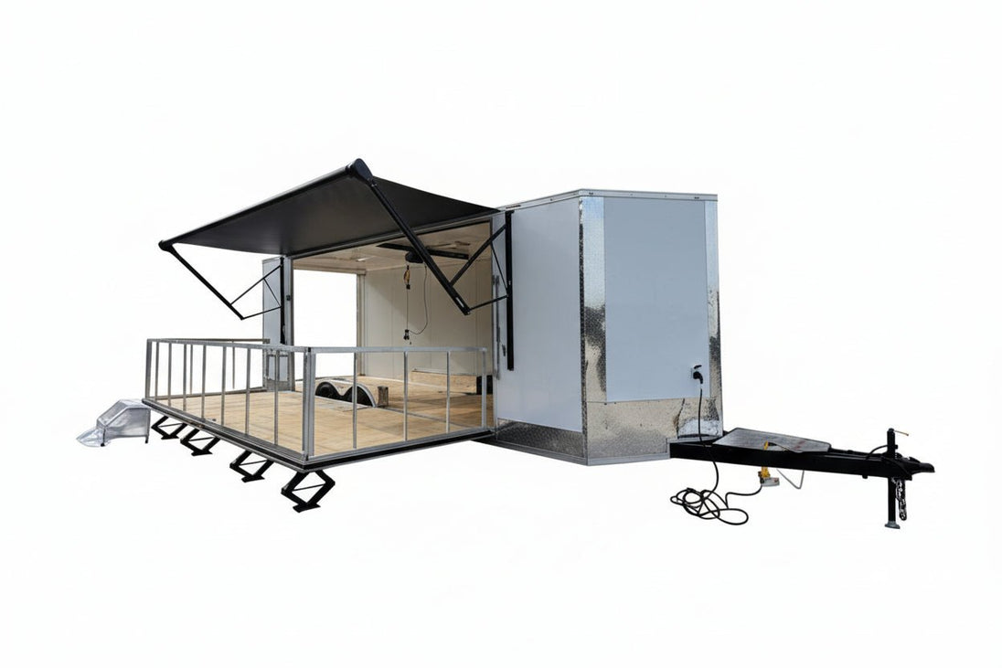 8.5' X 24' White Custom Stage Trailer Showcase Event Marketing - SLE Equipment - 1