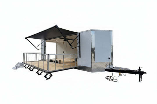 8.5' X 24' White Custom Stage Trailer Showcase Event Marketing - SLE Equipment - 1