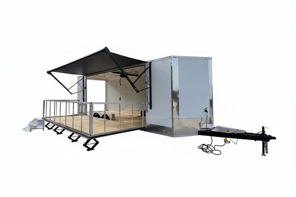 8.5' X 24' White Custom Stage Trailer Showcase Event Marketing - SLE Equipment - 1