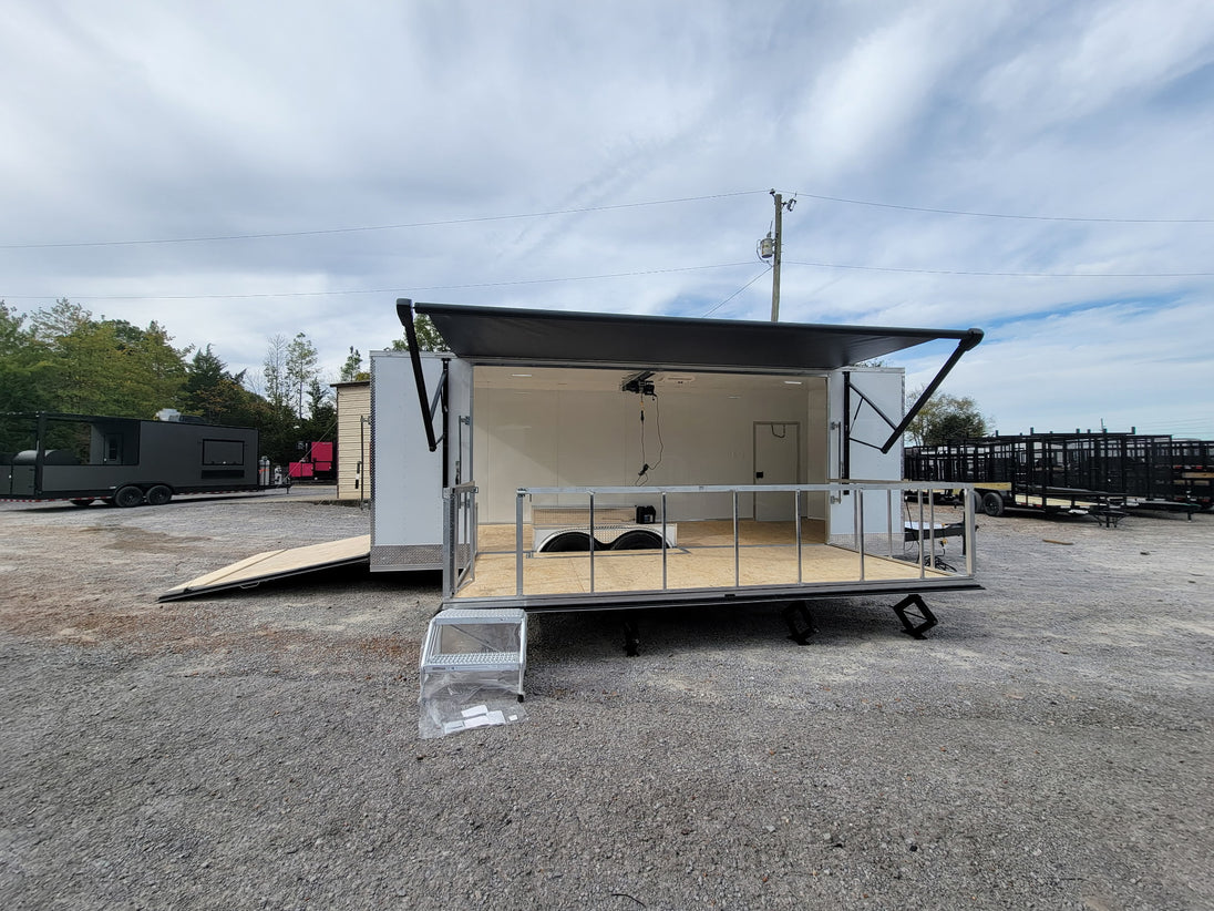 8.5' X 24' White Custom Stage Trailer Showcase Event Marketing - SLE Equipment - 16