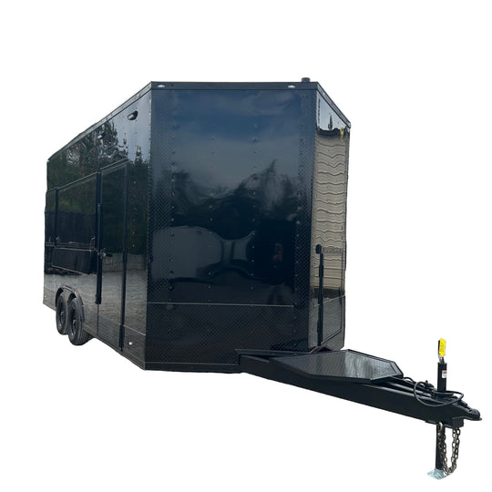 8.5' X 18' Black With Blackout Custom Concession Trailer Food Event Catering - SLE Equipment - 1