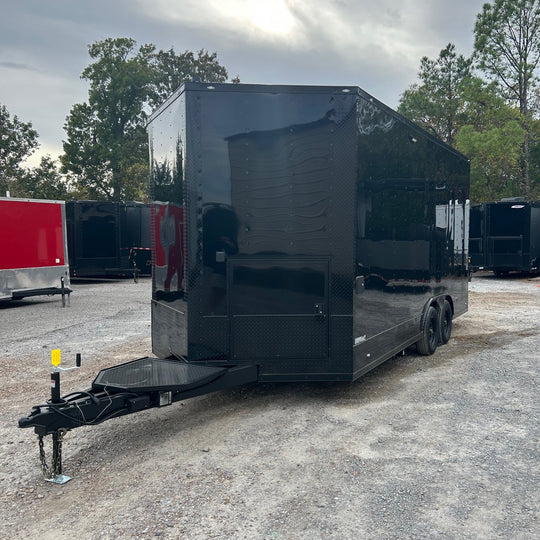 8.5' X 18' Black With Blackout Custom Concession Trailer Food Event Catering - SLE Equipment - 2