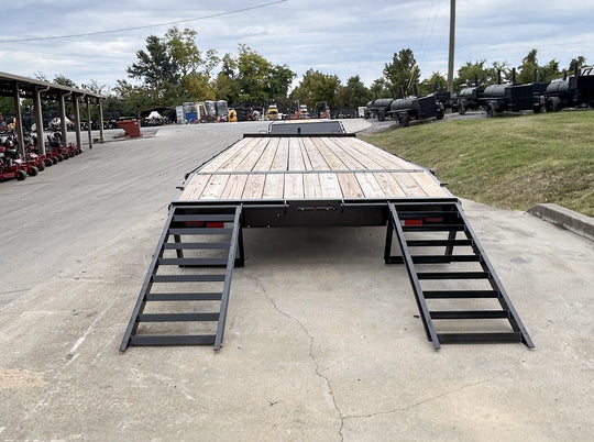 8.5x22 Deckover I - Beam Trailer (2) 5,200lb Axles Stand - Up Ramps 10K GVWR - SLE Equipment - 12