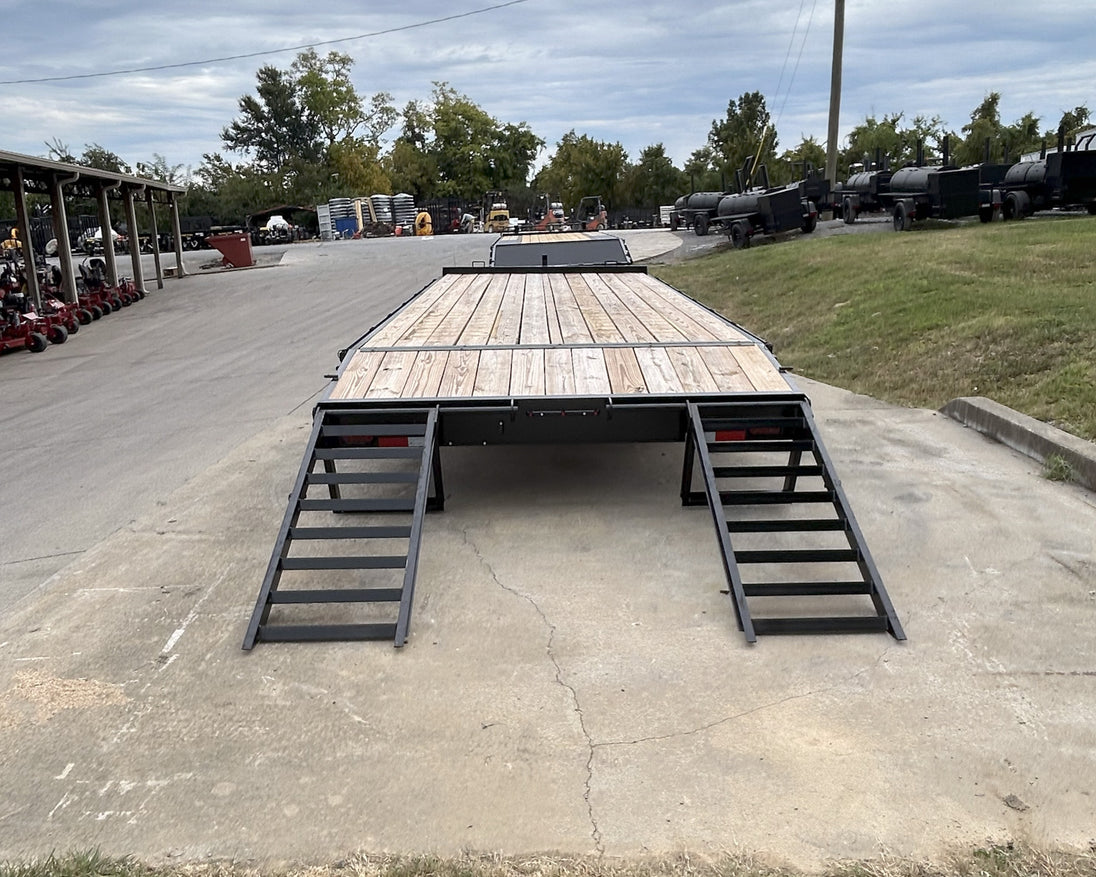 8.5x22 Deckover I - Beam Trailer (2) 5,200lb Axles Stand - Up Ramps 10K GVWR - SLE Equipment - 11