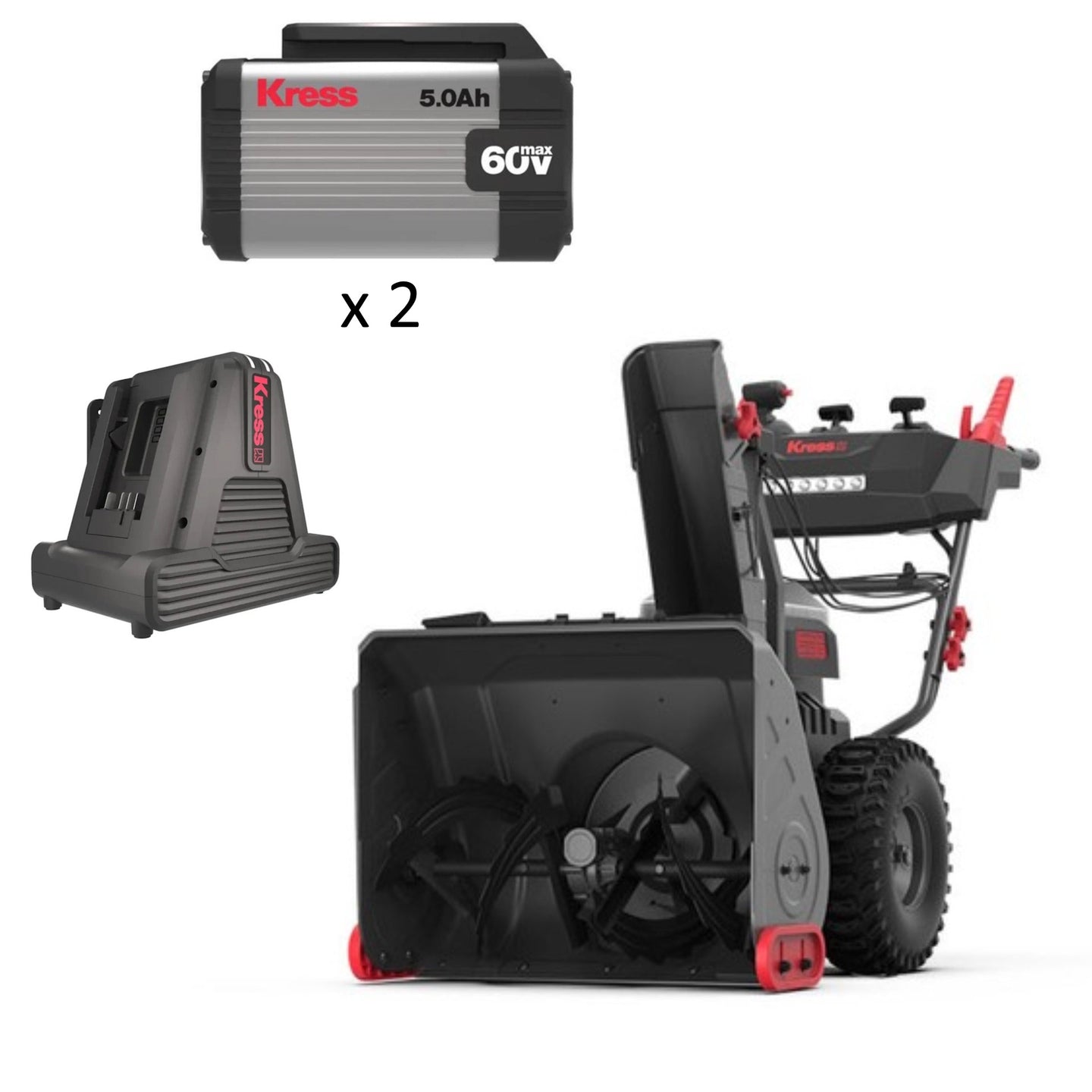 Kress KG470 60V 24" 2 - Stage Snow Thrower Kit (2 x 5Ah Batteries + 8amp Dual Port Charger) - SLE Equipment - 1