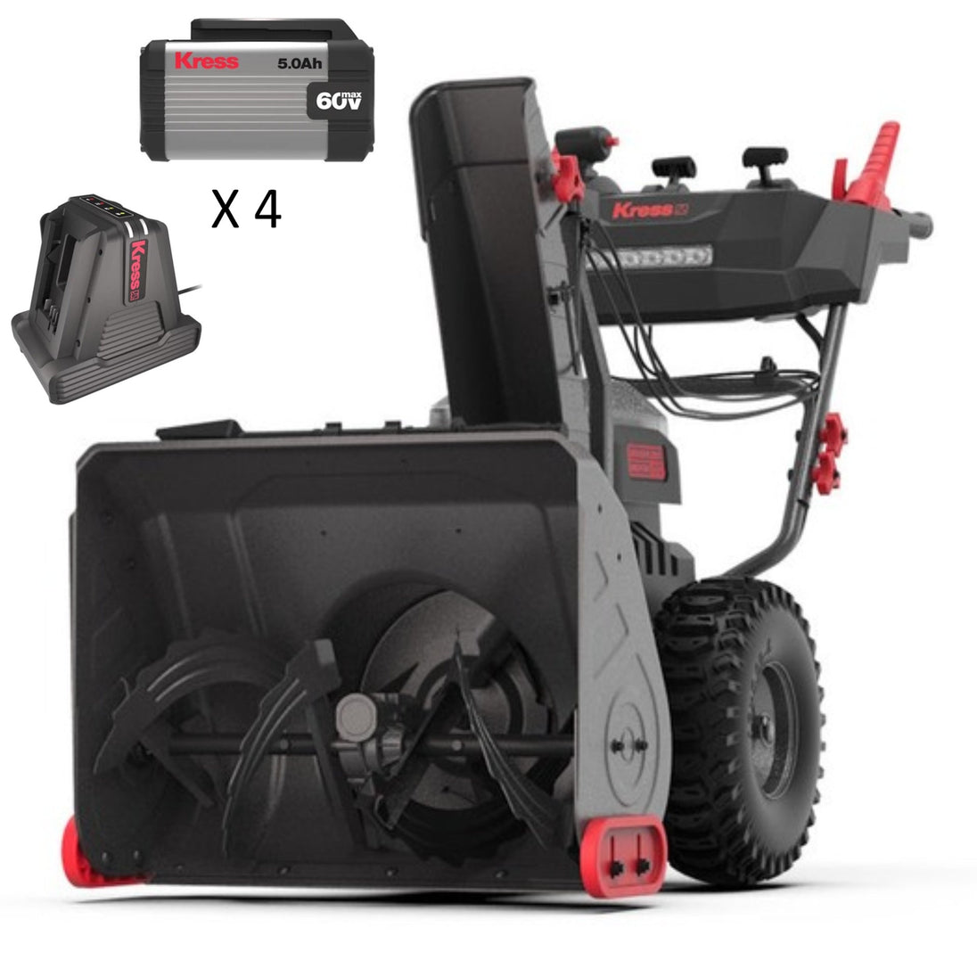 Kress KG471 60V 24" 2 - Stage Snow Thrower Kit (4 x 5Ah Batteries + 8amp Dual Port Charger) - SLE Equipment - 1