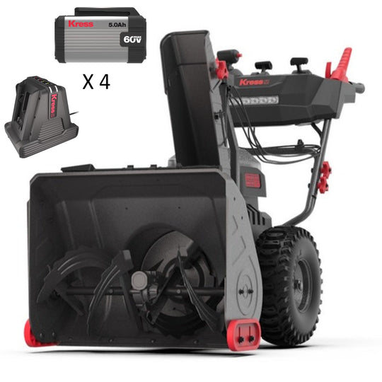Kress KG471 60V 24" 2 - Stage Snow Thrower Kit (4 x 5Ah Batteries + 8amp Dual Port Charger) - SLE Equipment - 1