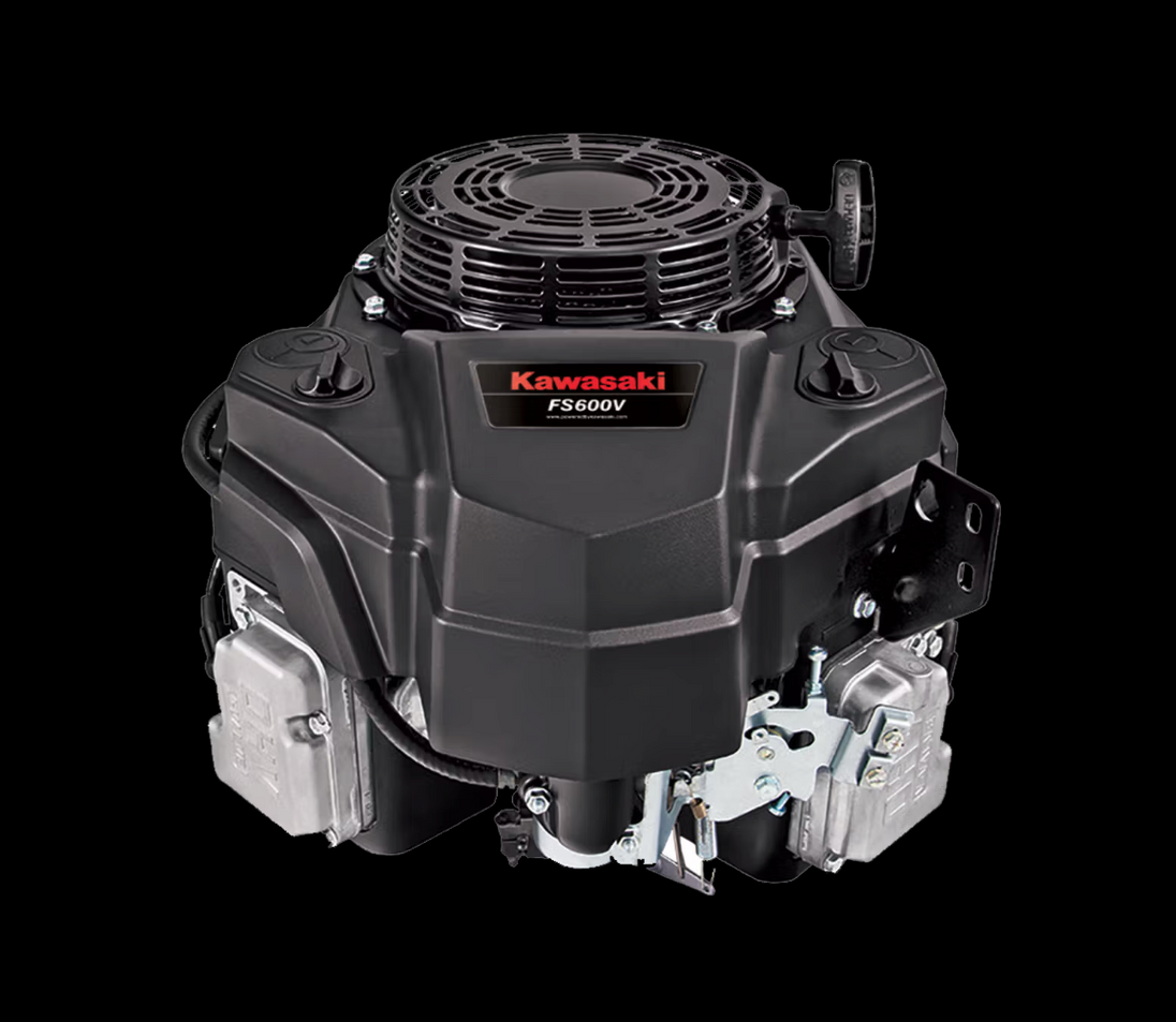 Kawasaki FS600V-HS00-S 18.5HP V-Twin Vertical Shaft Engine Electric Start, Front View. 