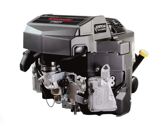 Kawasaki FT651V-AS00-S 21HP V-Twin Vertical Shaft Engine Electric Start, Front View. 