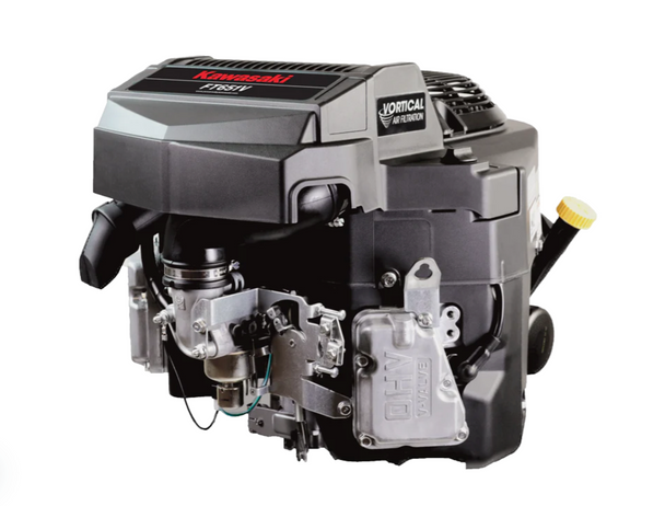 Kawasaki FT651V-AS00-S 21HP V-Twin Vertical Shaft Engine Electric Start, Front View. 