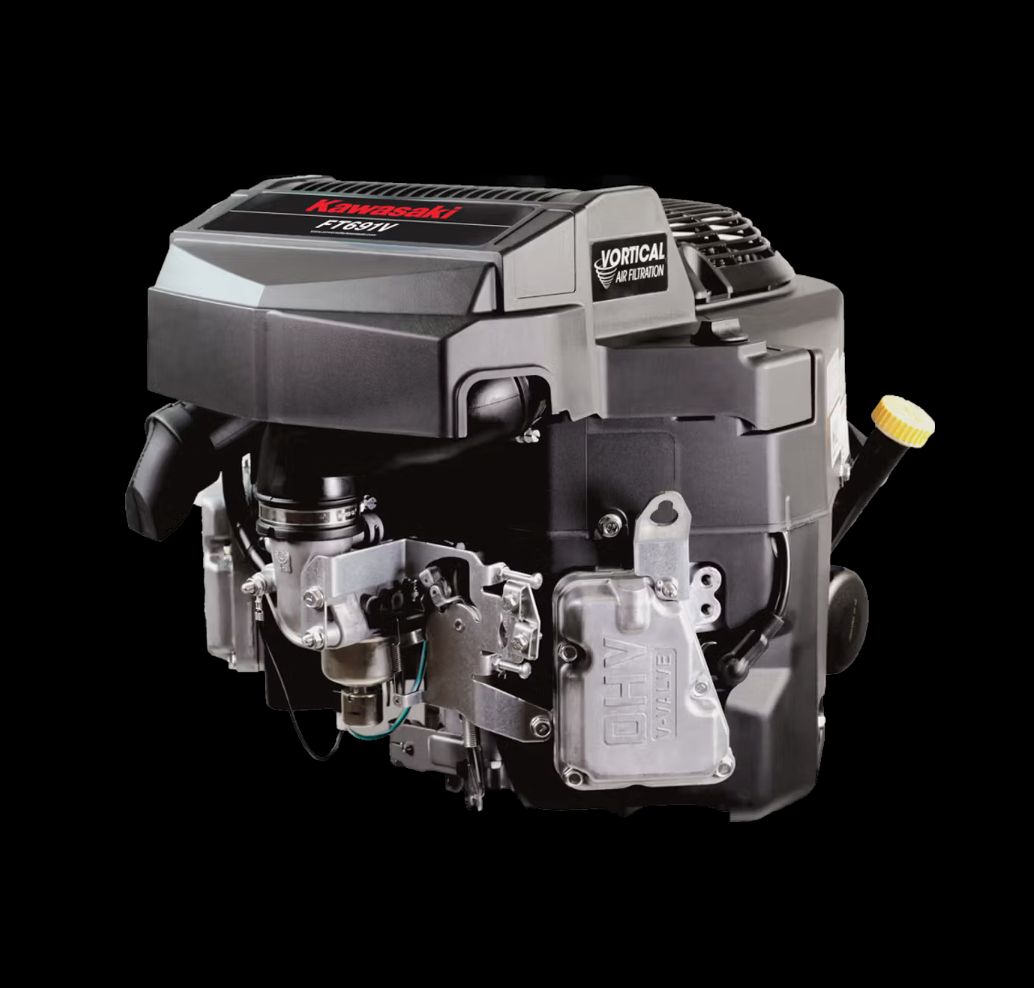 Kawasaki FT691V-AS00-S 22HP V-Twin Vertical Shaft Engine Electric Start, Front View. 