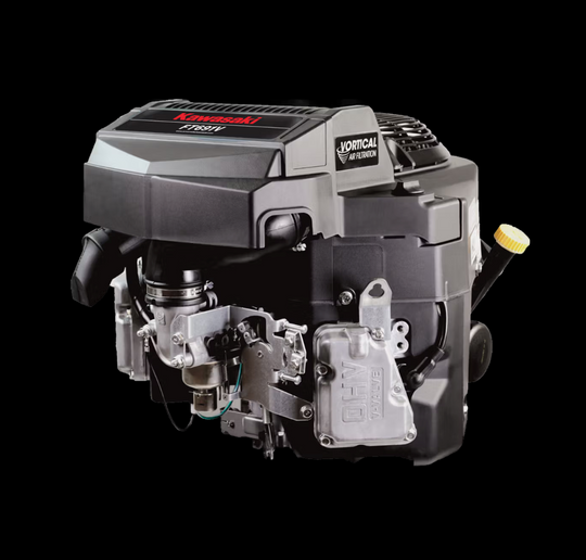 Kawasaki FT691V-AS00-S 22HP V-Twin Vertical Shaft Engine Electric Start, Front View. 