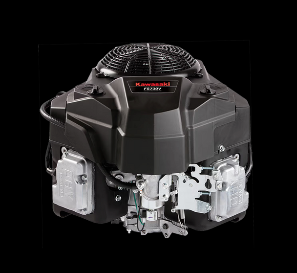 Kawasaki FT730V-BS00-S 23.5HP V-Twin Vertical Shaft Engine Electric Start, Front View. 