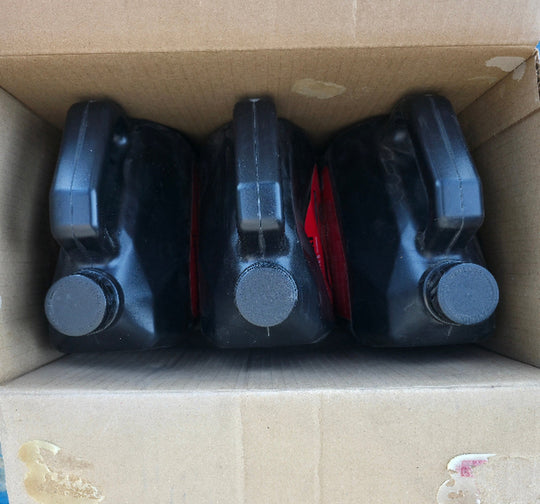 Kawasaki Genuine Part 99969-6506A OIL: BAR & CHAIN 1GL Pack of 3 Angled top picture.