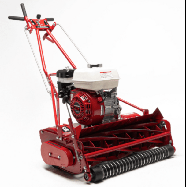 MacLane 25-5.5G-7 25" Self Propelled,7 Blade,5.5HP Honda Engine, Front View.