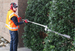 Maruyama EH230DSL Extended Reach Hedge Trimmer, Articulating 24" Blade, 22.5cc, Side View.