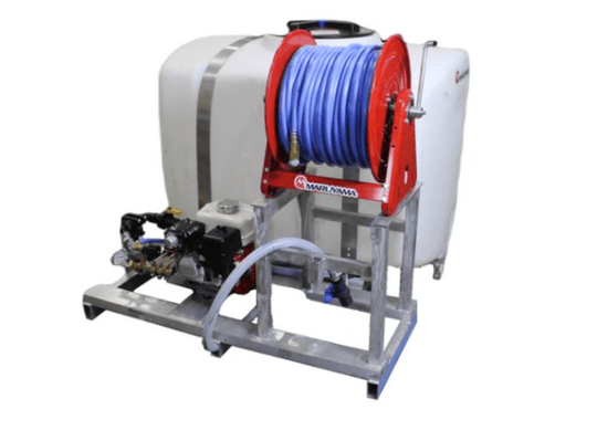 Maruyama MSD41-200E 200 Gallon Standard Skid Sprayer- Electric Reel,Front View.