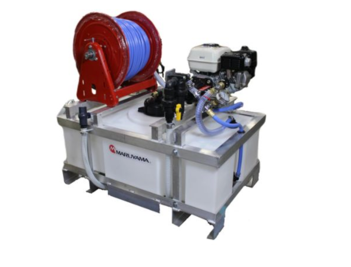 Maruyama MSD41-50TE 50 Gallon Top Skid Sprayer-Electric Reel,Front View.