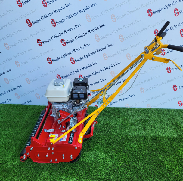 McLane 25-5.5G-7-GR 25" Self Propelled, 7 Blade, 5.5HP Honda Engine,Side View. 