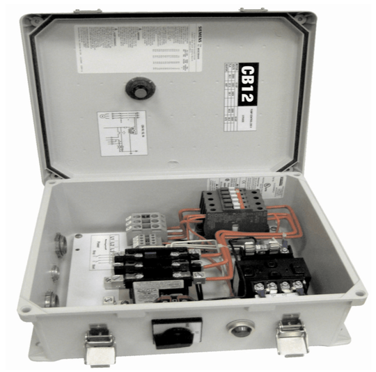Multiquip CB12A6974 Control Box For ST41230 & ST61230 Submersible Pumps (230V), Front View. 