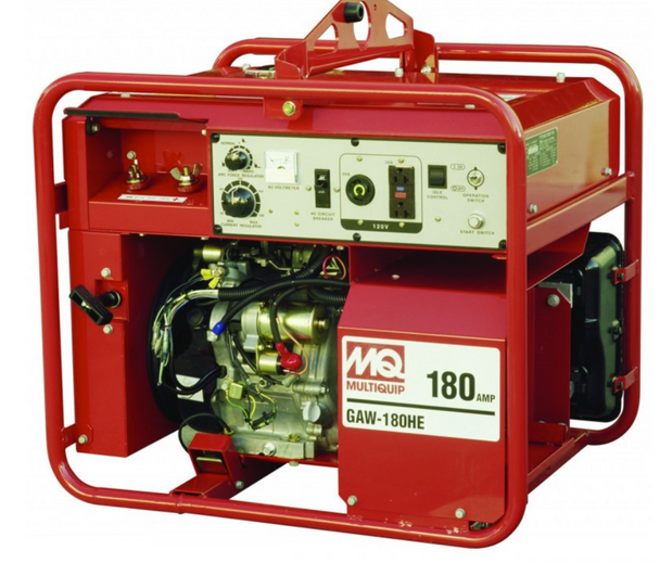 Multiquip GAW180HEANC2 180 Amp Welder Generator 3 kW Honda Engine, Front View. 