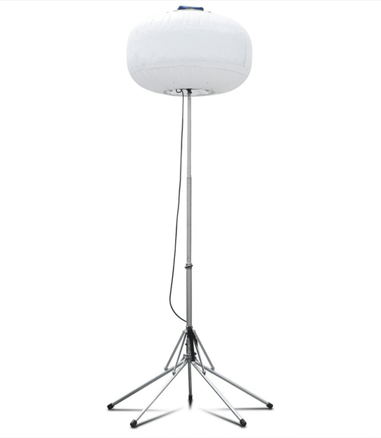 Multiquip GB8LED GloBug LED Light – 800W, with Pentapod Stand, Front View. 