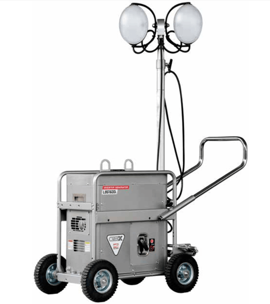 Multiquip GBX4S LED Balloon Light  2-Spot, 200W LED, Koshin, Front View. 