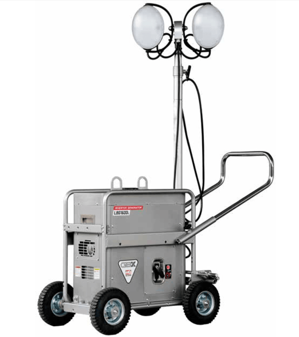 Multiquip GBX4S LED Balloon Light  2-Spot, 200W LED, Koshin, Front View. 