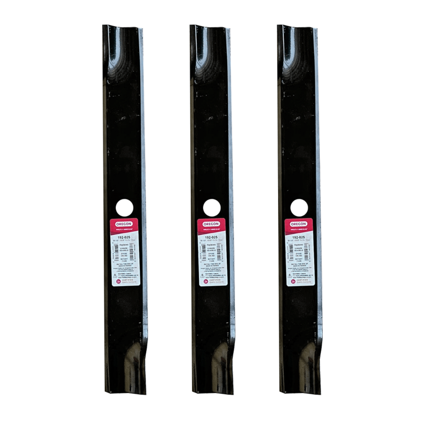 Oregon 192-025 Pack Of 3 Lawn Mower Blade Replaces Exmark 103-383 front straight picture 