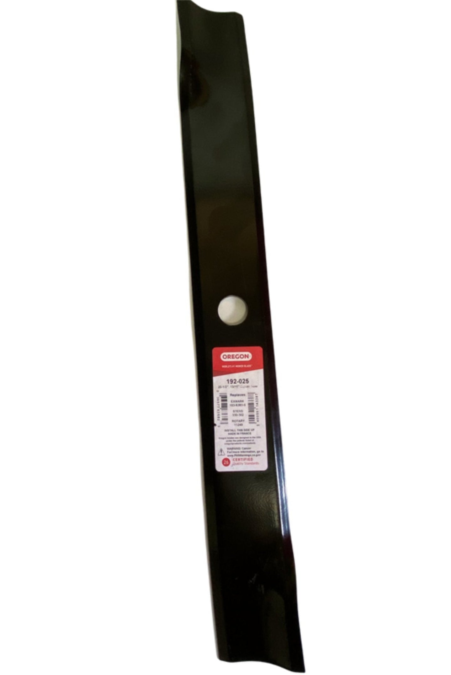 Oregon 192-025 Single Lawn Mower Blade Replaces Exmark 103-383 front straight picture 