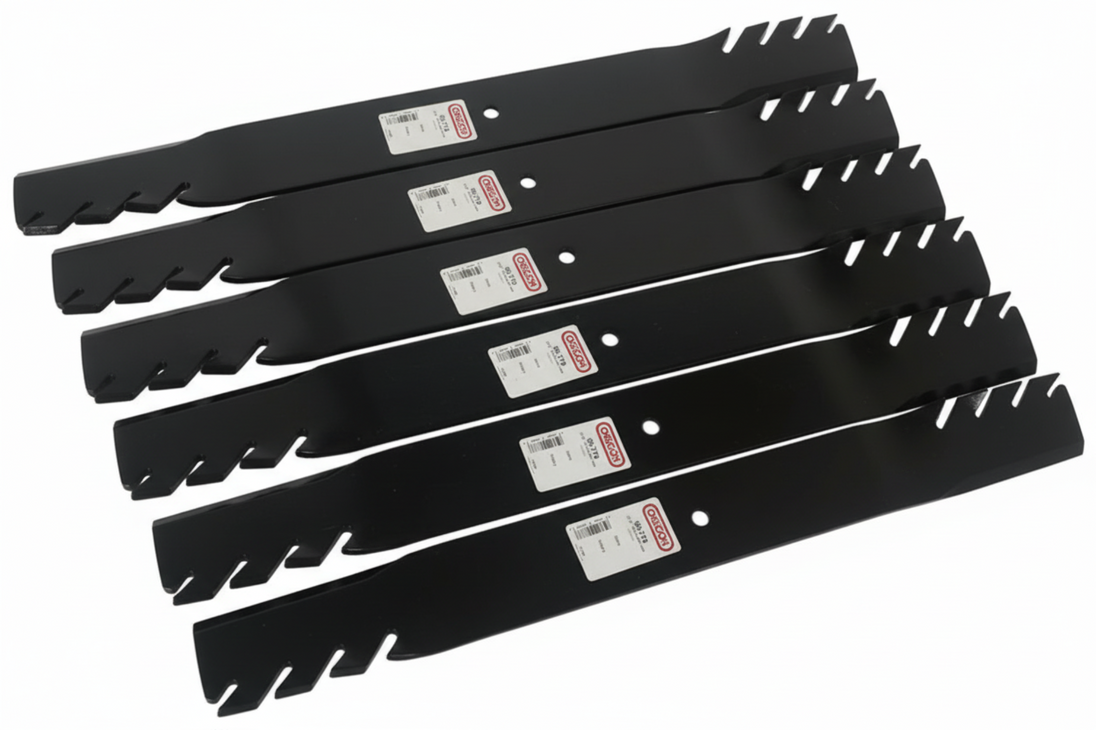 Oregon 90-778 Premium Gator Mulcher Blade – Heavy-Duty 21" 3-in-1 Performance Pack Of 6 top angled picture 