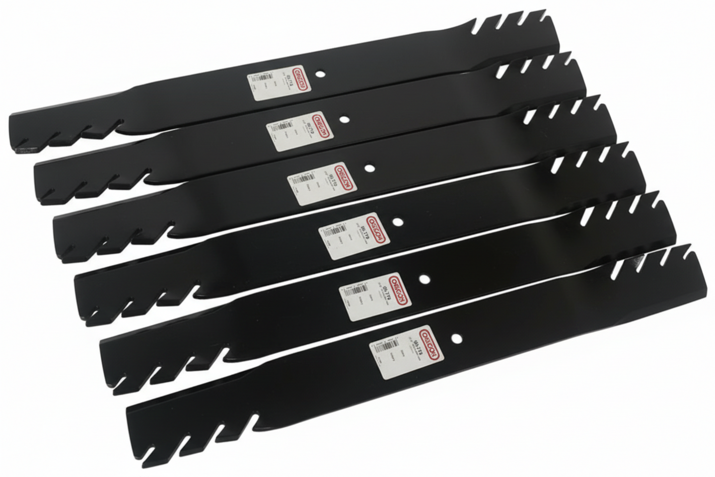 Oregon 90-778 Premium Gator Mulcher Blade – Heavy-Duty 21" 3-in-1 Performance Pack Of 6 top angled picture 